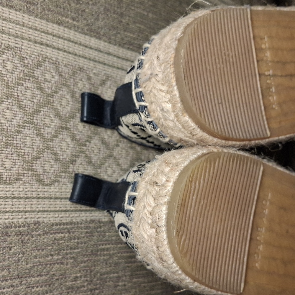 Tory Burch Beige and Black Logo Espadrilles - Picture 8 of 16